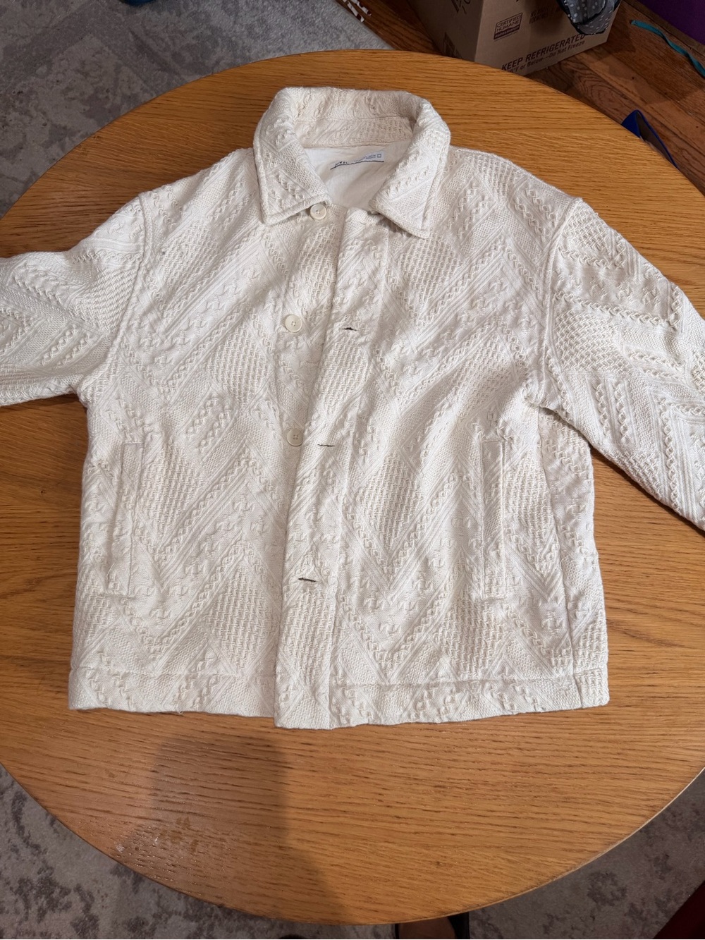 Zara Cream Textured Bomber Jacket